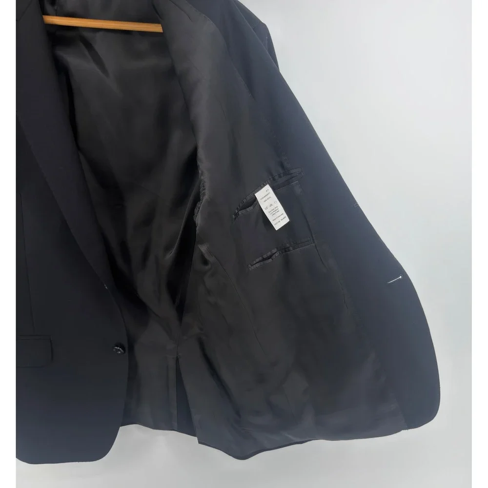Calvin Klein Mens Black 100% Wool Peak Lapel 2 Button Blazer Sport Coat 40S